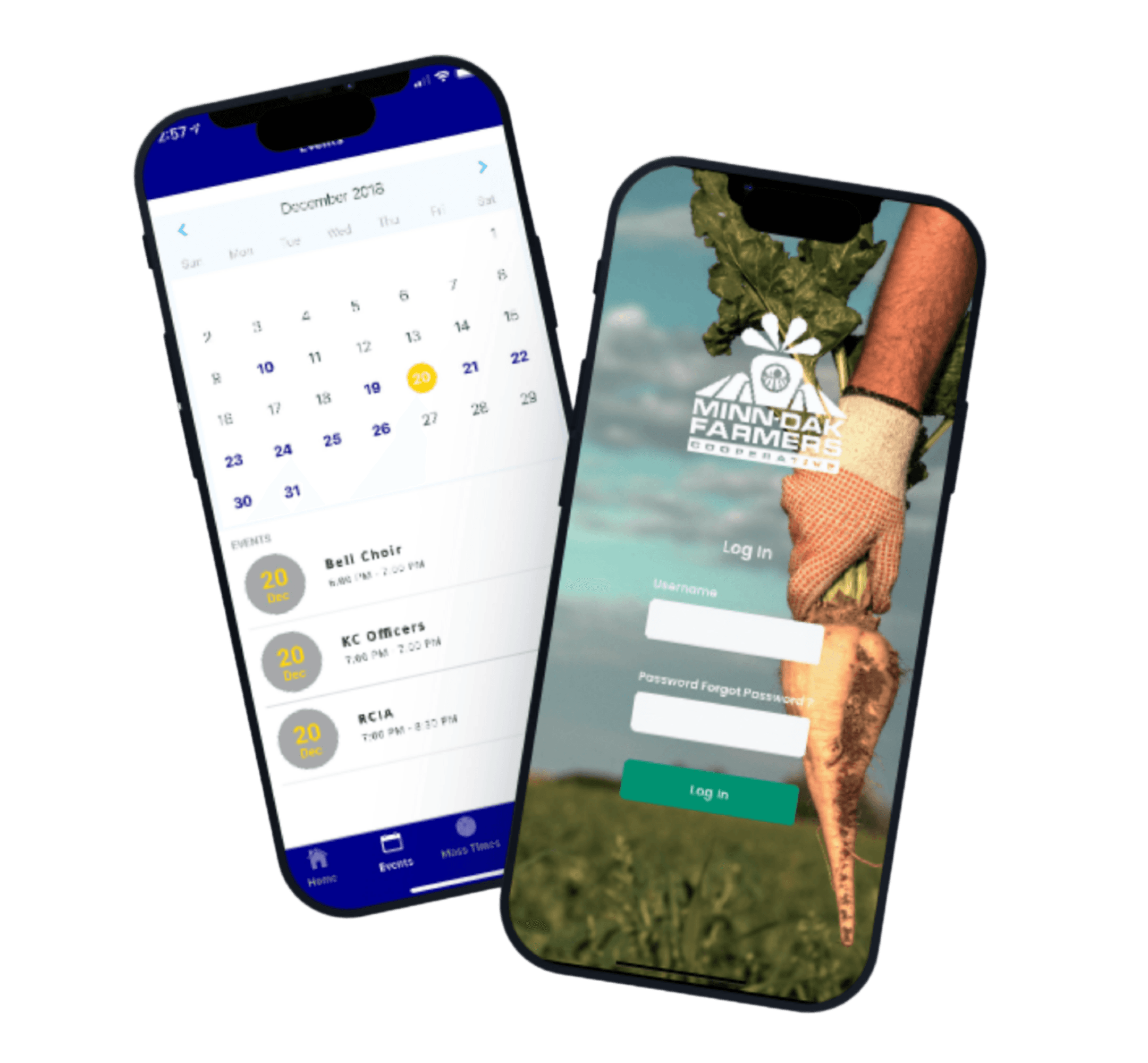 Mobile app mockups on phone devices