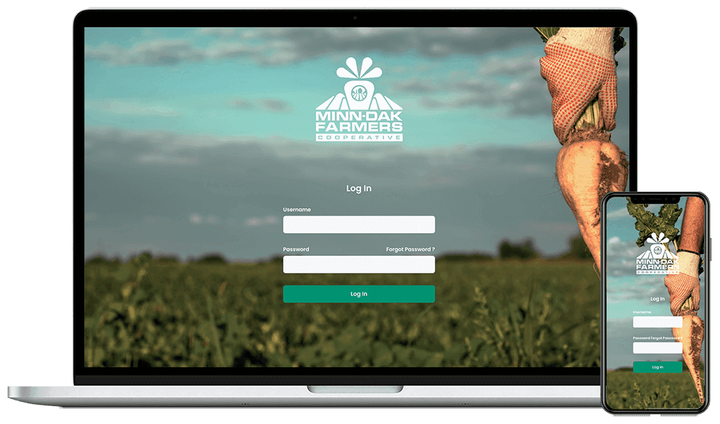 Laptop and phone with grower portal login