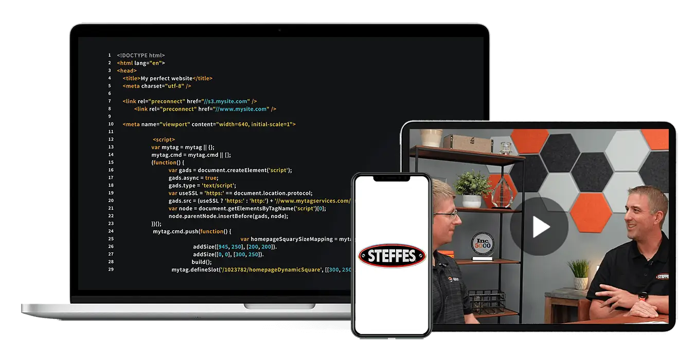 Steffes Group device screen mockup