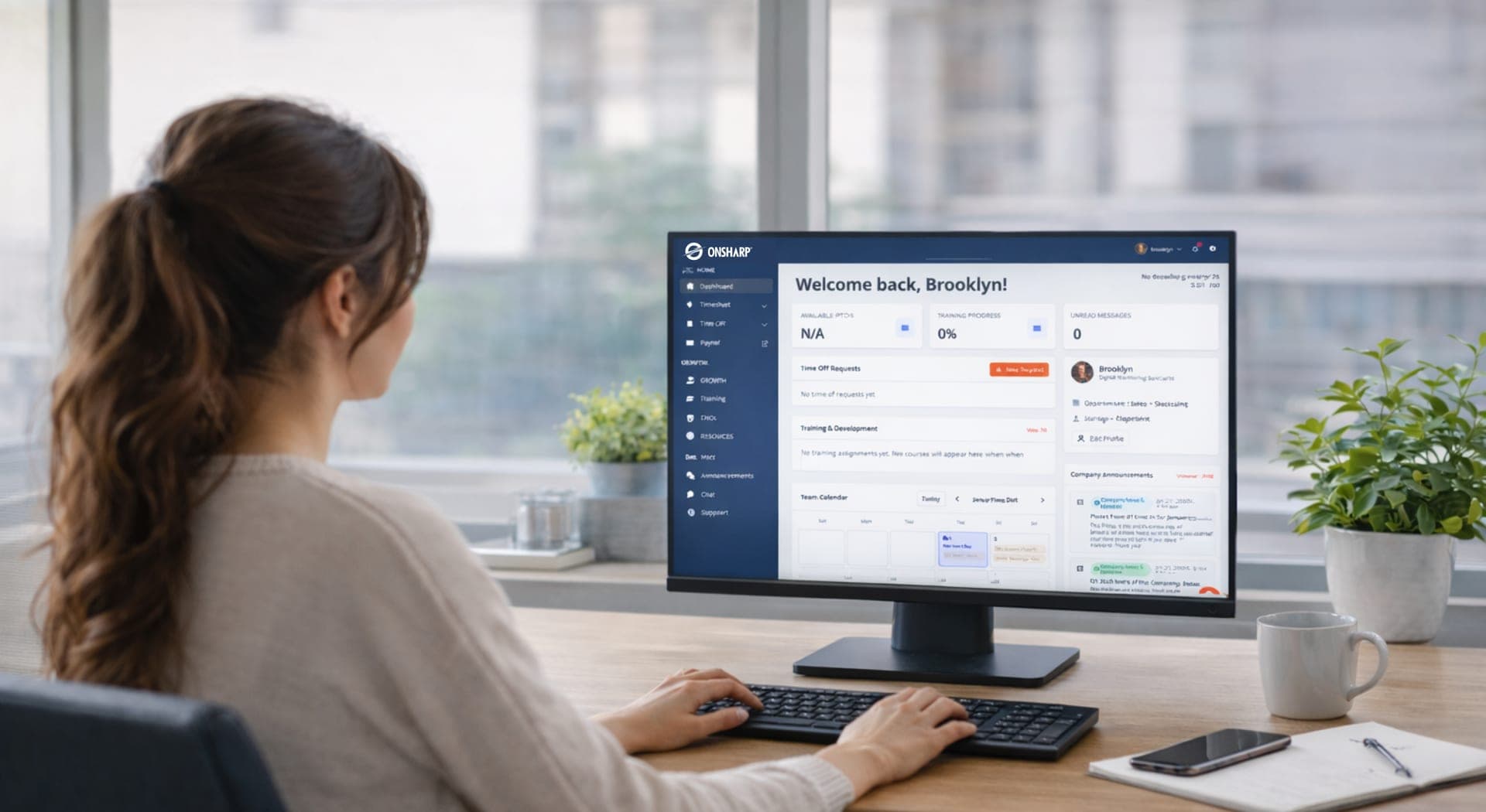 Onsharp employee portal dashboard interface