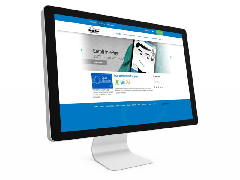 a computer screen with the Ottertail Power Company's website on the screen