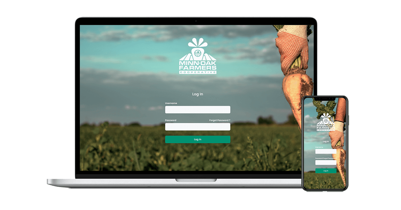 Minn-Dak grower portal on laptop and phone