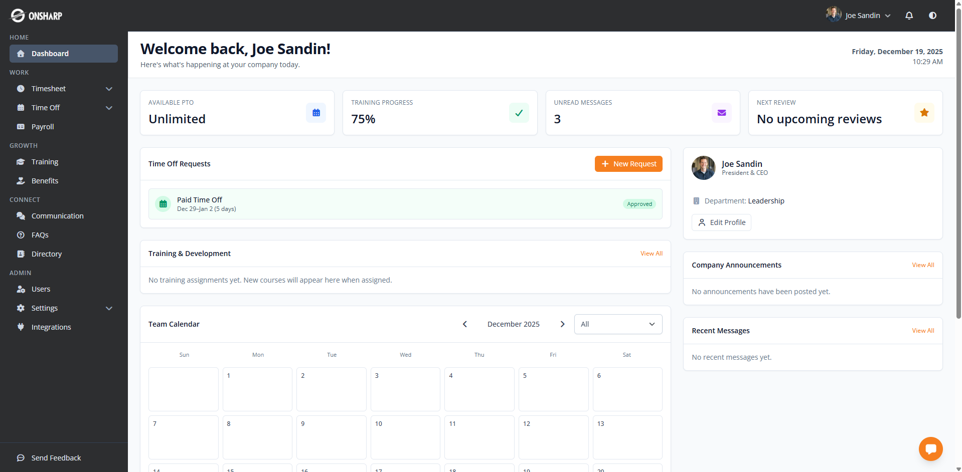 Onsharp Dashboard